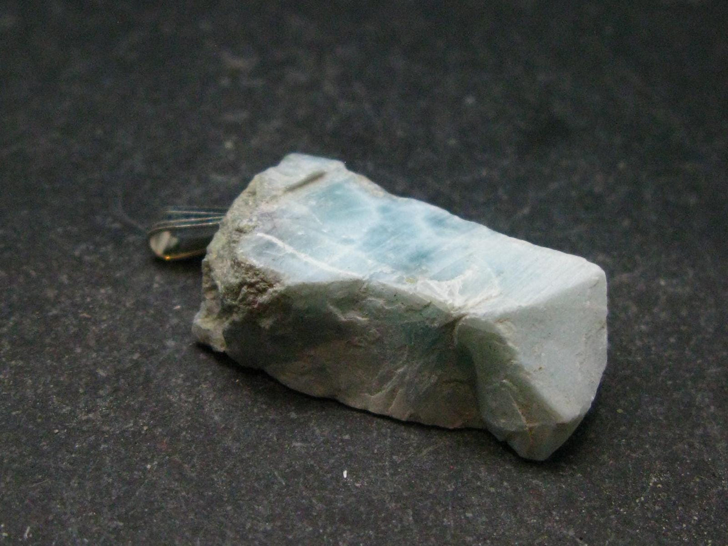 Rare Blue Larimar Pectolite Silver Pendant From Dominican Republic - 1.3" - 6.09 Grams