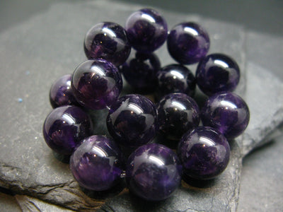 Amethyst Genuine Bracelet ~ 7 Inches ~ 12mm Round Beads