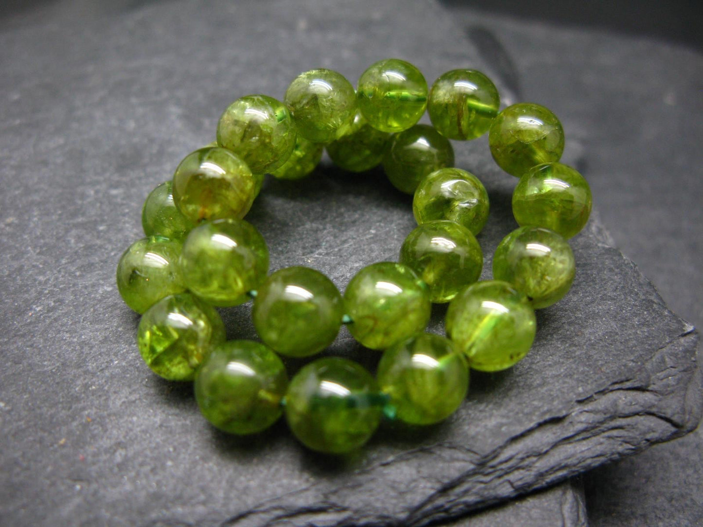 Peridot Genuine Bracelet ~ 7 Inches ~ 8mm Round Beads
