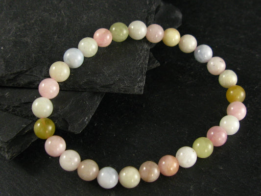 Aquamarine & Morganite Genuine Bracelet ~ 7 Inches ~ 6mm Round Beads