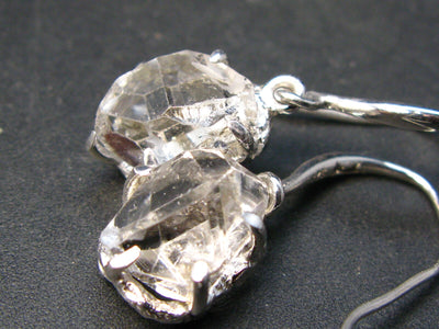 Fine Large Herkimer Diamond Silver Earrings From New York - 1.3"