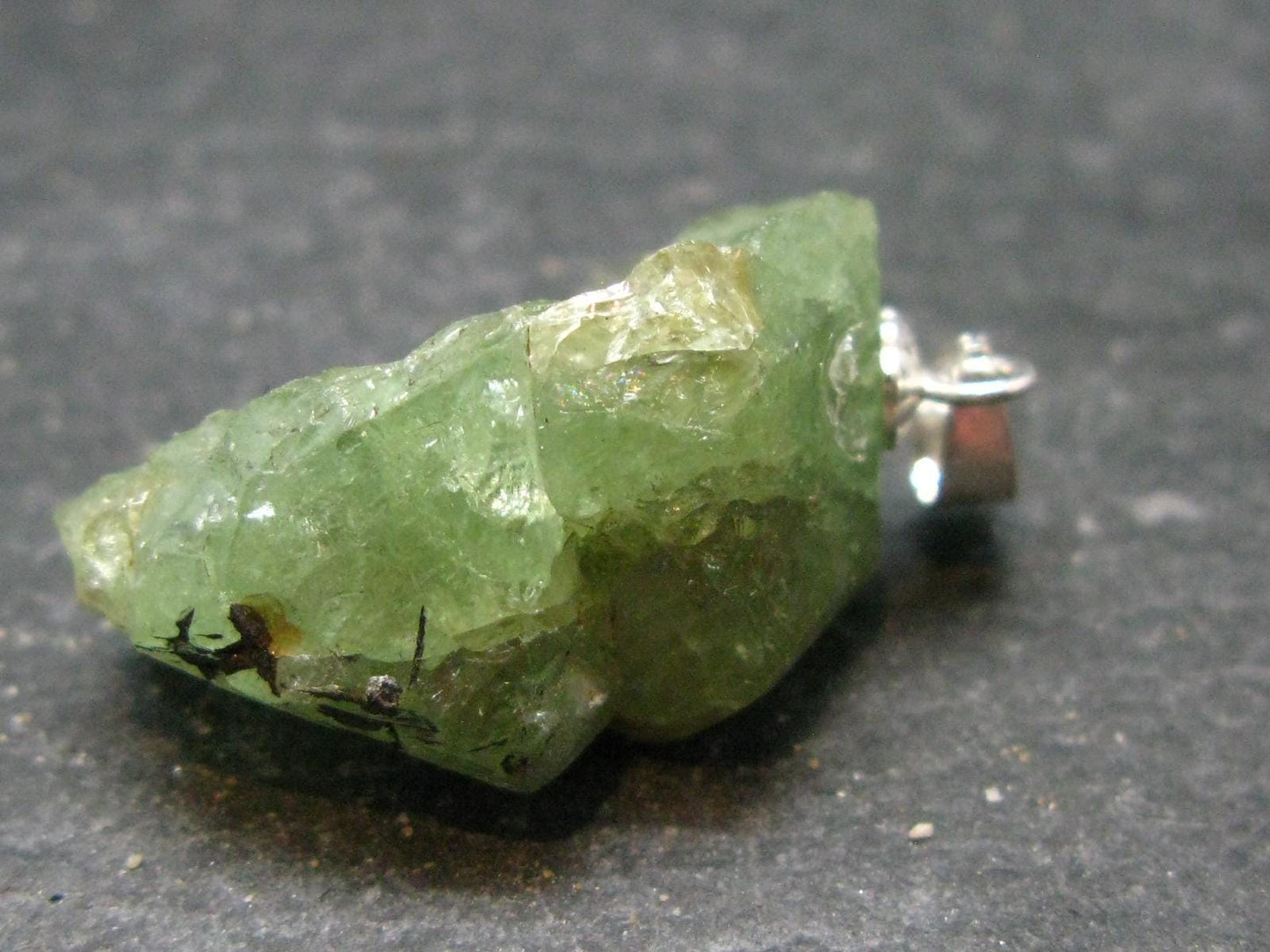 Tsavorite Gem Green Garnet Sterling Silver Pendant From Tanzania - 1.1" - 5.25 Grams