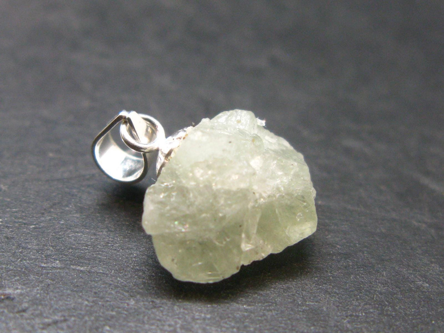 Green Herderite Silver Pendant From Pakistan - 0.6" - 1.26 Grams