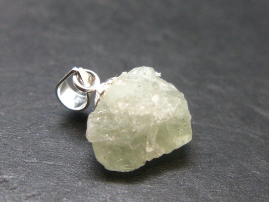 Green Herderite Silver Pendant From Pakistan - 0.6" - 1.26 Grams