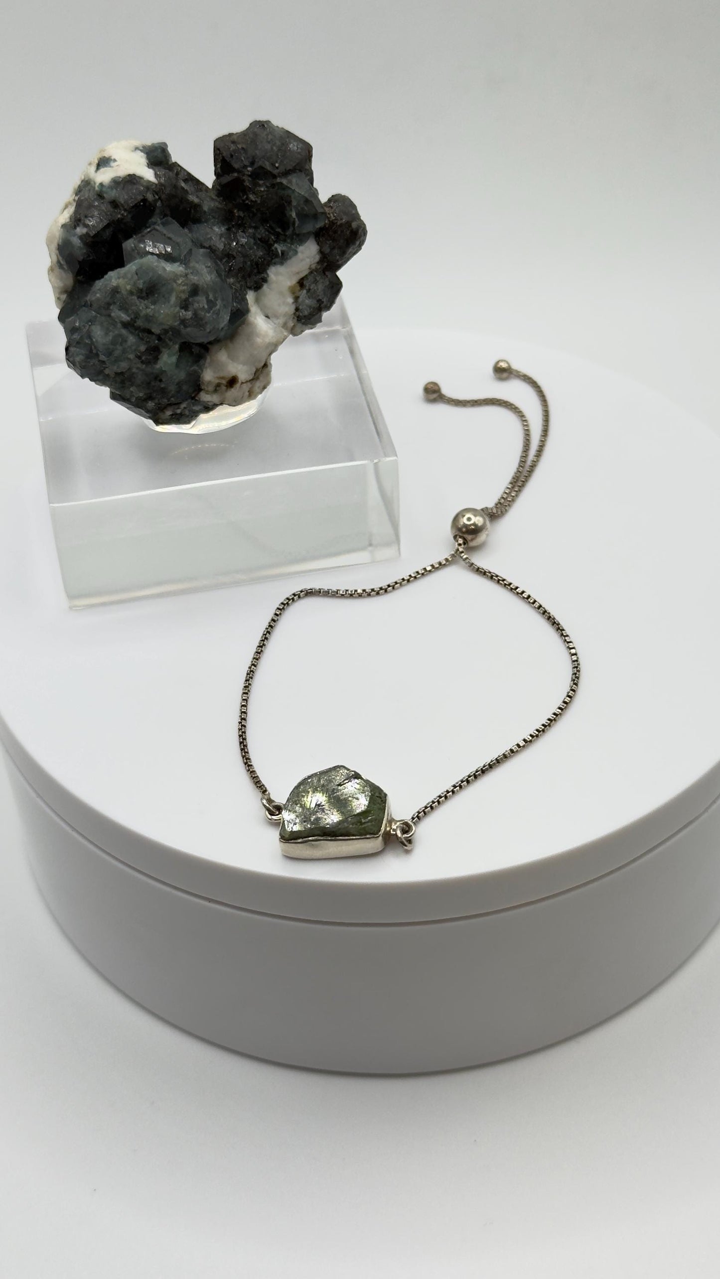 Alexandrite Adjustable Bracelet Raw Color Change Stone Silver Slider Bracelet June Birthstone Gift