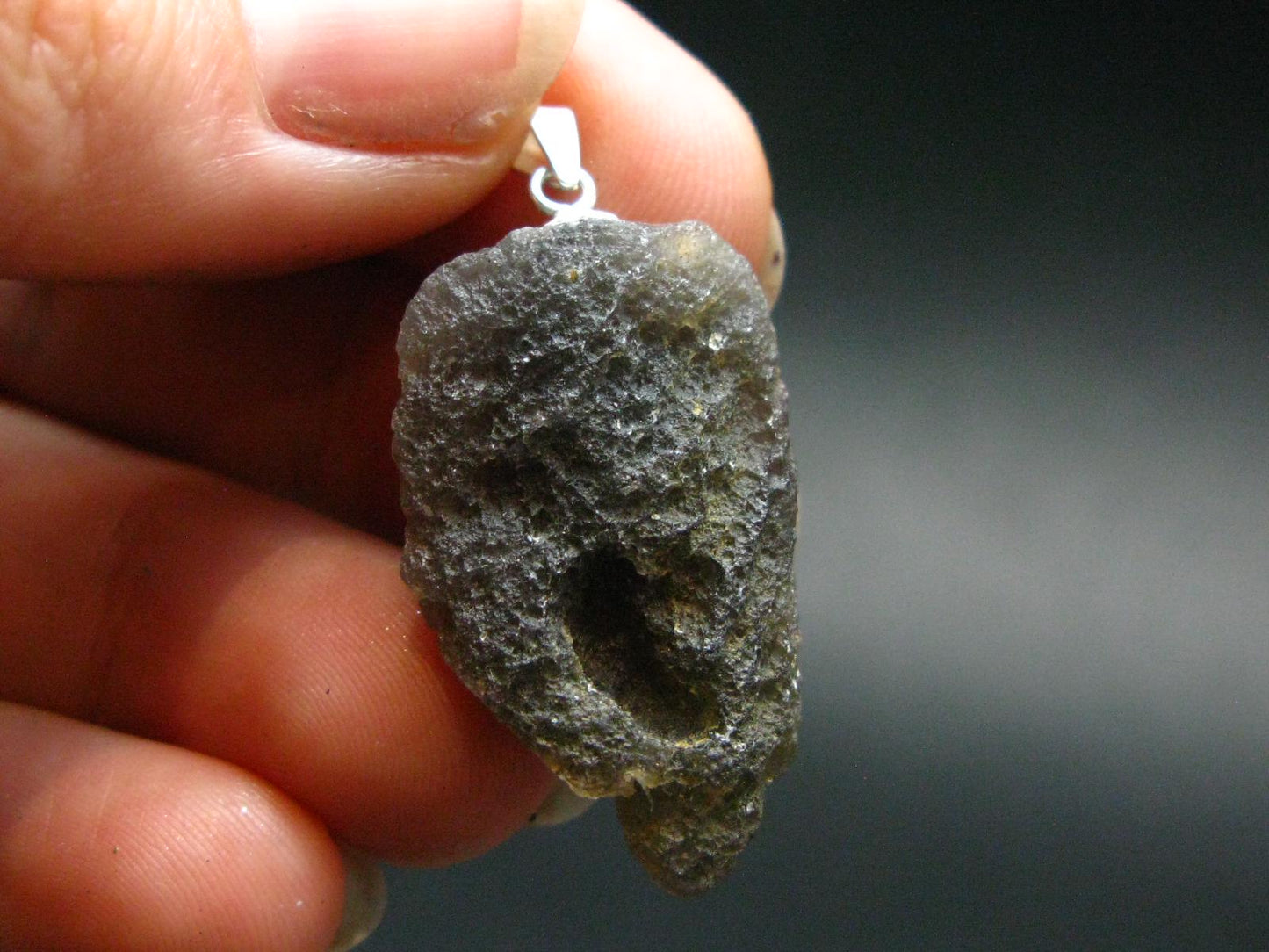 Rare Saffordite Cintamani Stone Pseudotektite Pendant from Arizona USA - 18.20 Carats - 1.4"