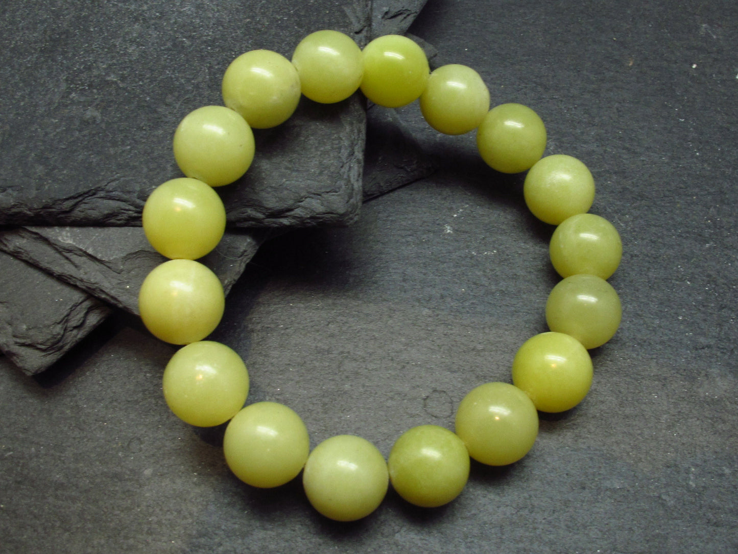 Healerite Serpentine Genuine Bracelet ~ 7 Inches ~ 12mm Round Beads
