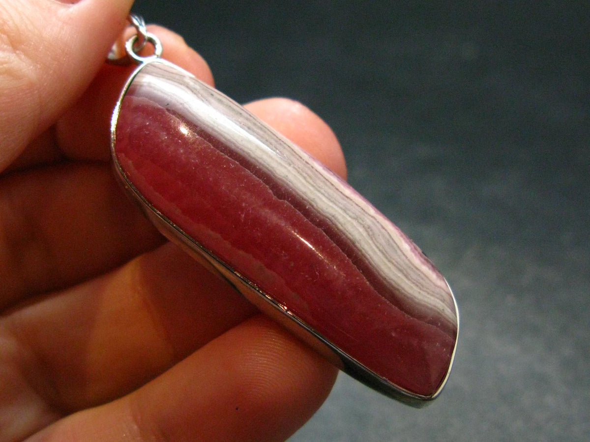 Rare Rhodochrosite Sterling Silver Pendant From Argentina - 2.1" - 15.30 Grams