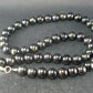Rare Nuumite Nuummite Necklace From Greenland - 19" - 8mm Round Beads