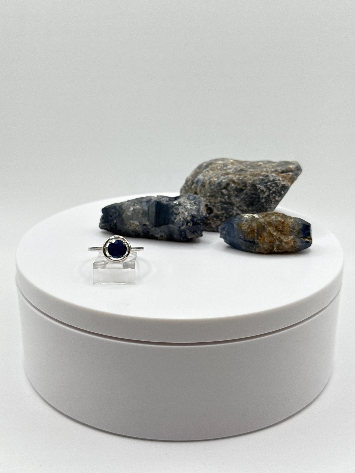 Blue Sapphire Sterling Silver Bezel Ring: Minimalist September Birthstone, Size 7