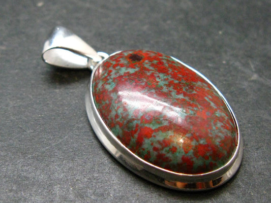 Crimson Cuprite w/ Chrysocola Silver Plated Pendant from Mexico - 1.7" - 8.54 Grams