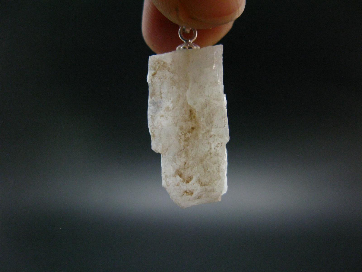 Raw Rare Natrolite Crystal Silver Pendant From Brazil - 1.2" - 2.27 Grams