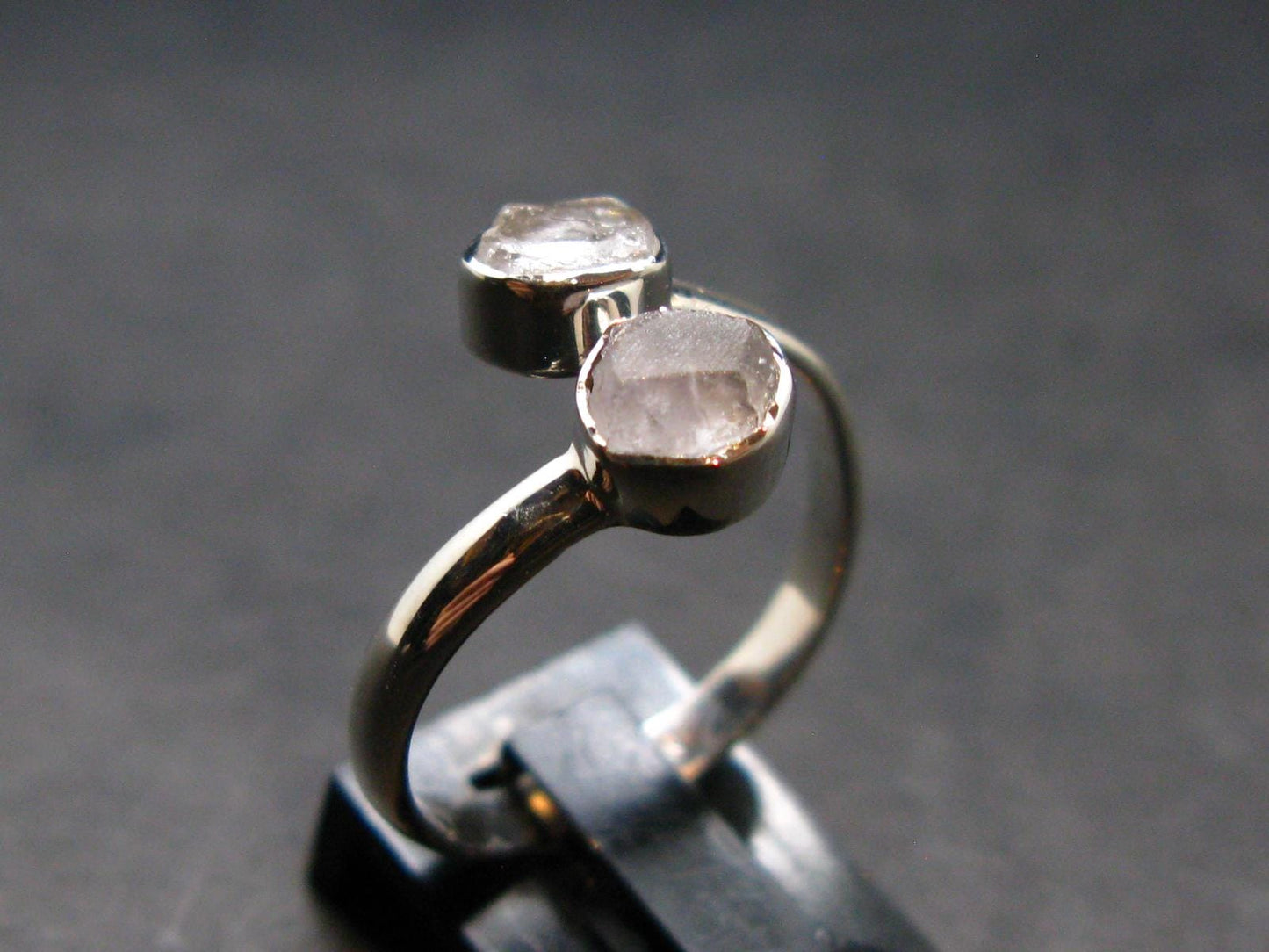 Gray Herderite Silver Ring from Africa - Size 9 - 2.24 Grams