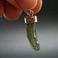 Moldavite Tektite Silver Clover Pendant from Czech Republic - 1.2" - 2.0 Grams