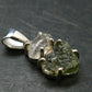 Moldavite & Herkimer Diamond Silver Pendant - 0.9" - 2.0 Grams
