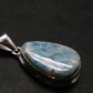 Rare Blue Larimar Pectolite Silver Plated Pendant From Dominican Republic - 1.3" - 5.41 Grams
