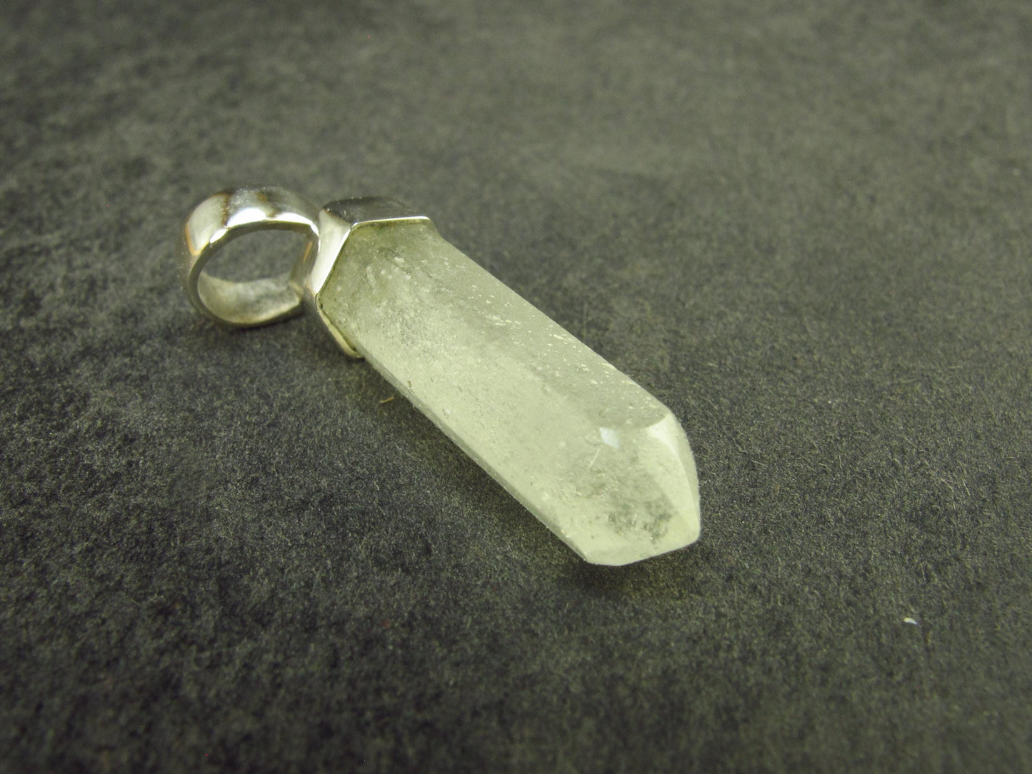 Gem Libyan Desert Glass Tektite Pendant Sterling Silver from Libya - 1.3" - 2.51 Grams