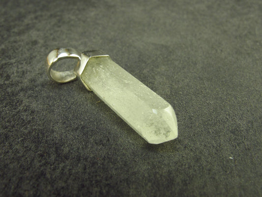 Gem Libyan Desert Glass Tektite Pendant Sterling Silver from Libya - 1.3" - 2.51 Grams