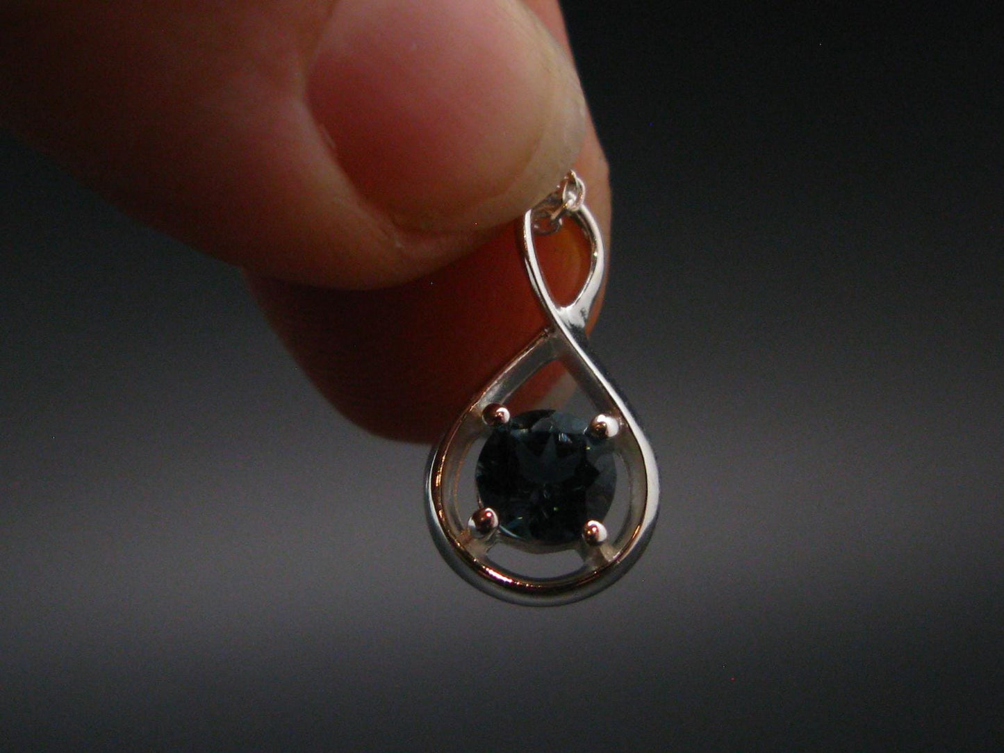 London Blue Topaz Sterling Silver Pendant with CZ From Brazil With Chain - 16" - 2.62 Grams