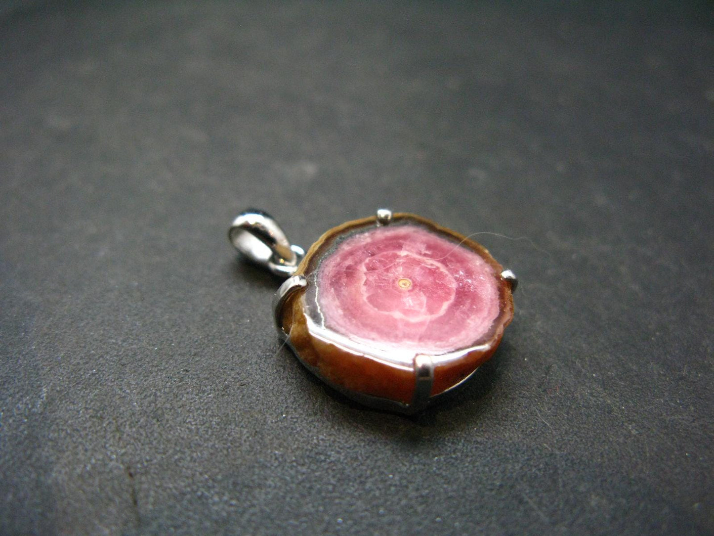 Rhodochrosite Sterling Silver Pendant From Alma Colorado - 0.9" - 3.20 Grams