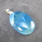 Lemurian Aquatine Blue Calcite Silver Pendant from Argentina - 1.5" - 6.88 Grams
