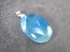 Lemurian Aquatine Blue Calcite Silver Pendant from Argentina - 1.5" - 6.88 Grams