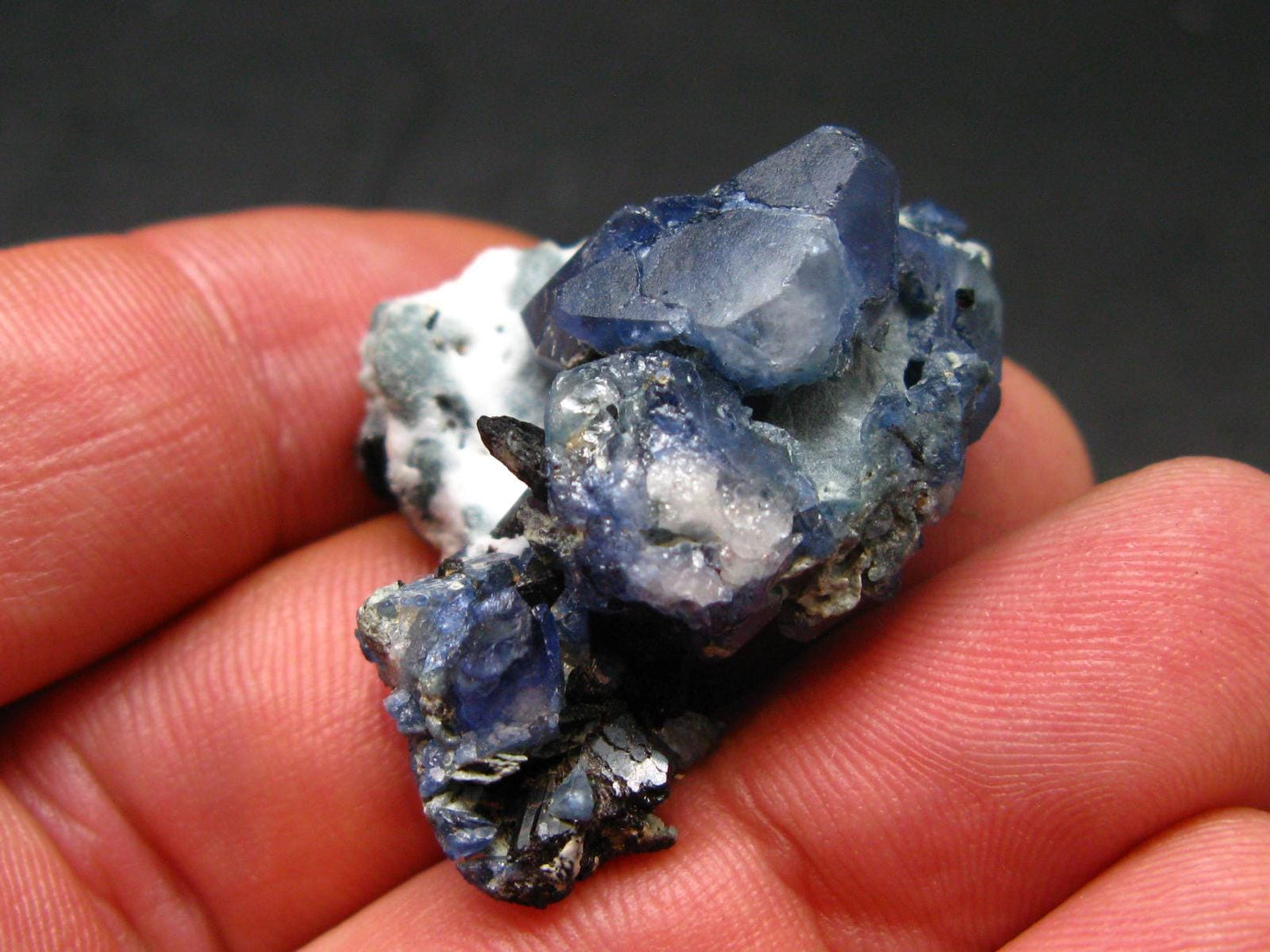 Beautiful Benitoite and Neptunite on Natrolite Cluster From California - 1.4"