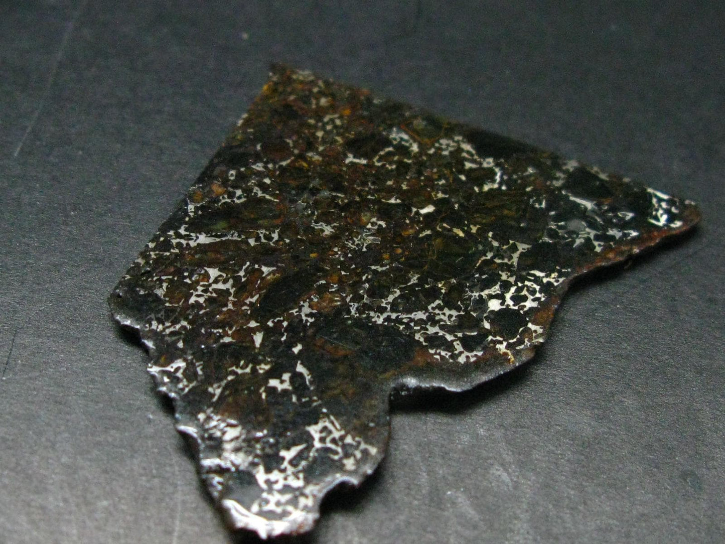 Large Admire Meteorite Pallasite Olivine Slice From Kansas, USA - 1.6" - 7.21 Grams