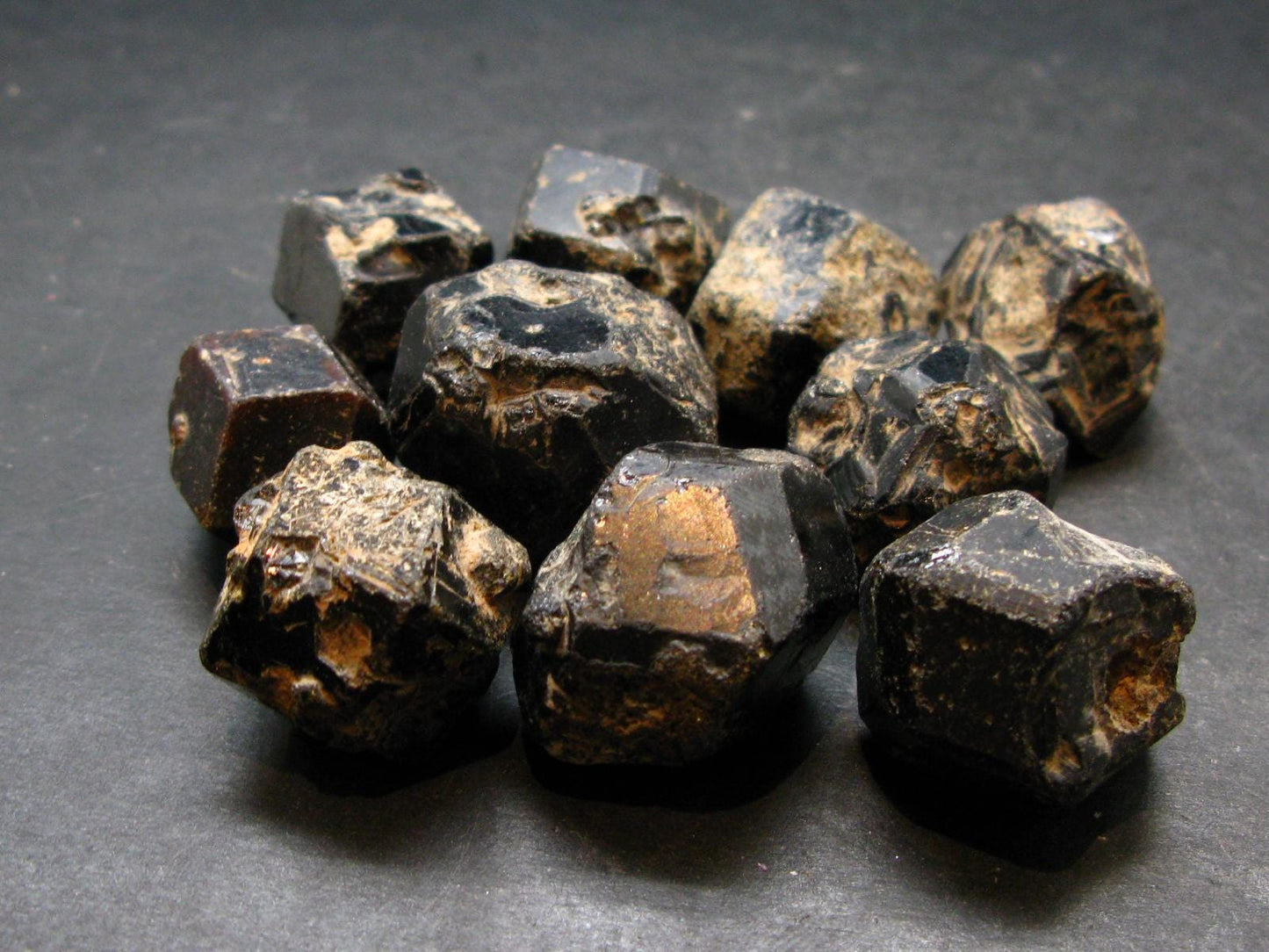 lot of 10 Black Melanite Andradite Garnet Crystals From Mali - 158.05 Grams