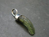 Moldavite Tektite Silver Clover Pendant from Czech Republic - 1.2" - 2.0 Grams