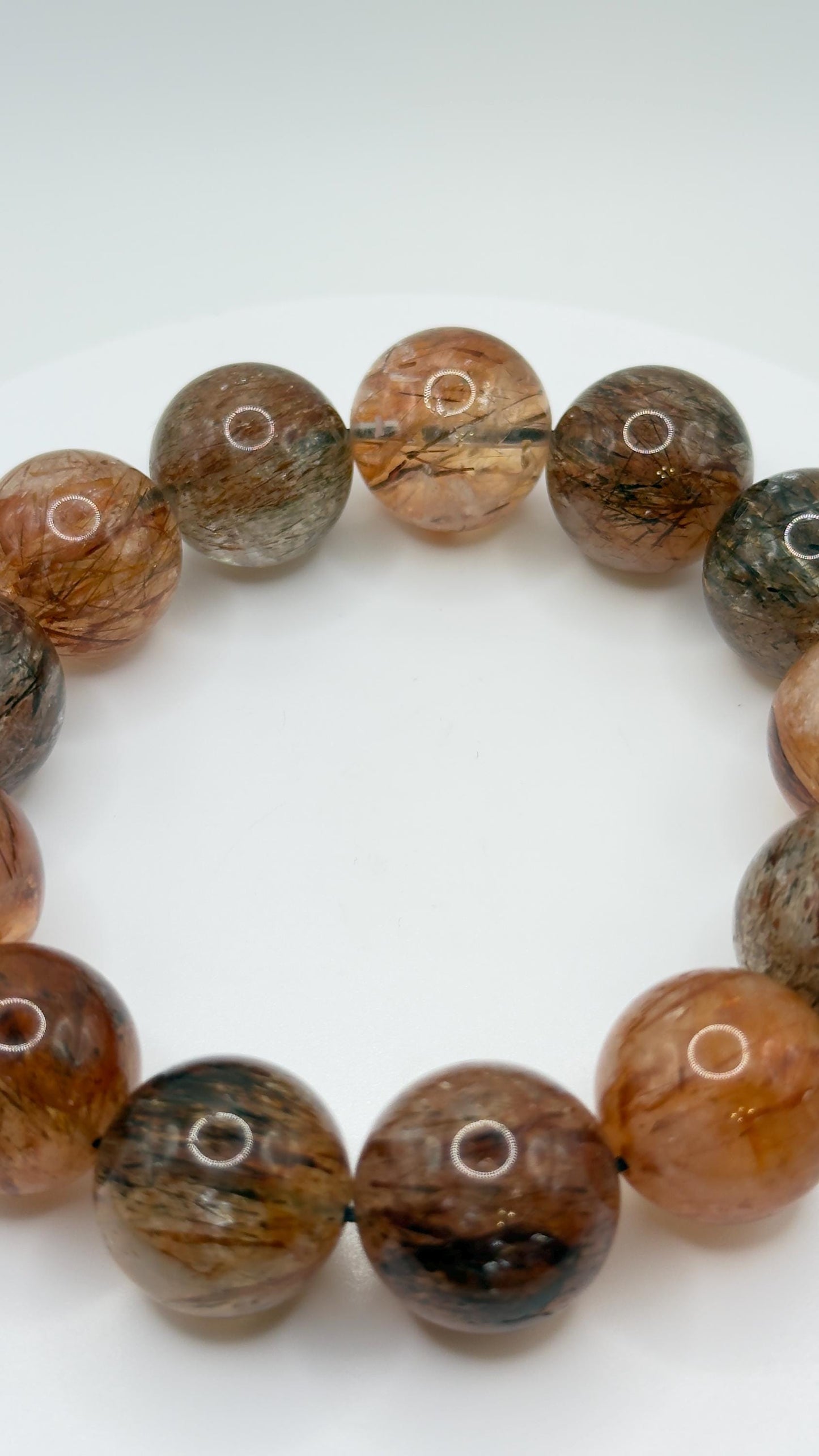 Rutilated Quartz Bracelet – Natural Gemstone Stretch Beaded Jewelry