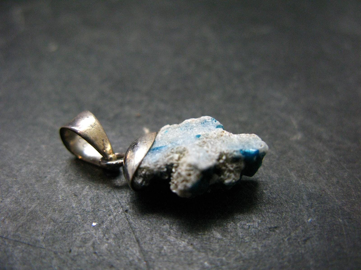Cavansite Crystal Pendant In Sterling Silver From India - 1.0" - 1.38 Grams