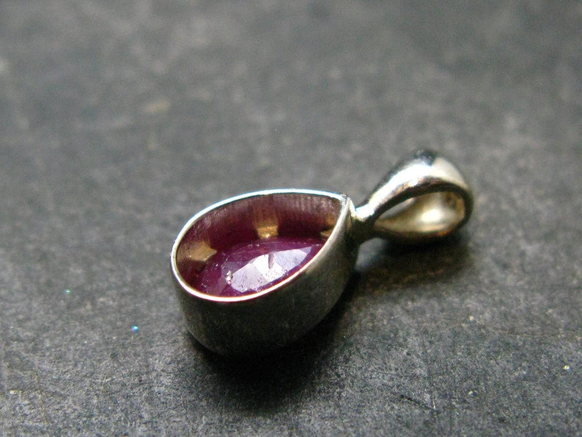 Ruby Crystal Silver Pendant from Africa - 0.5" - 0.69 Grams