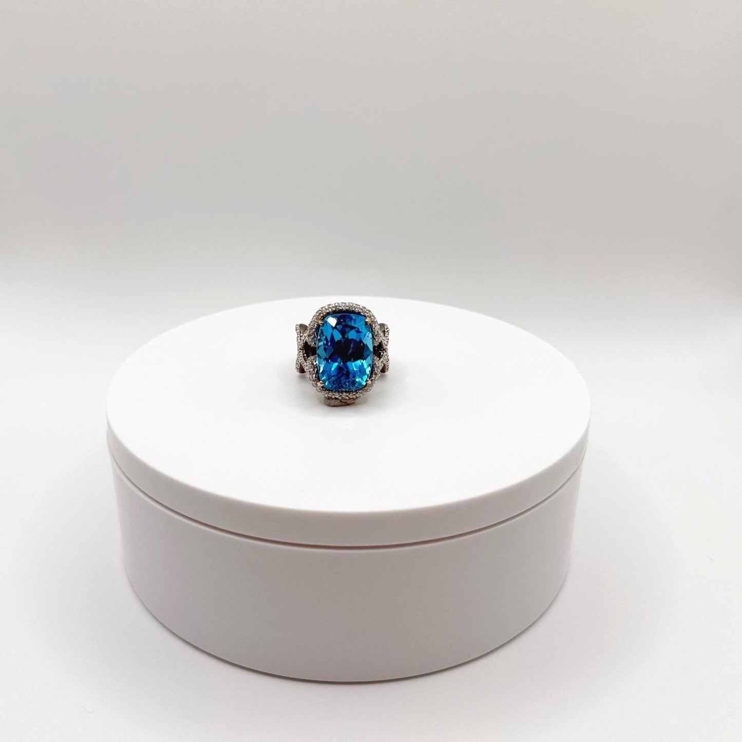 Regal Swiss Blue Topaz Statement Ring – Elegance and Strength in One - Size 7.5