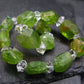 Peridot & Herkimer Diamond Genuine Bracelet ~ 7 Inches ~ Facetted Beads