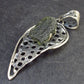 Moldavite Tektite Silver Pendant from Czech Republic - 2.6" - 9.7 Grams