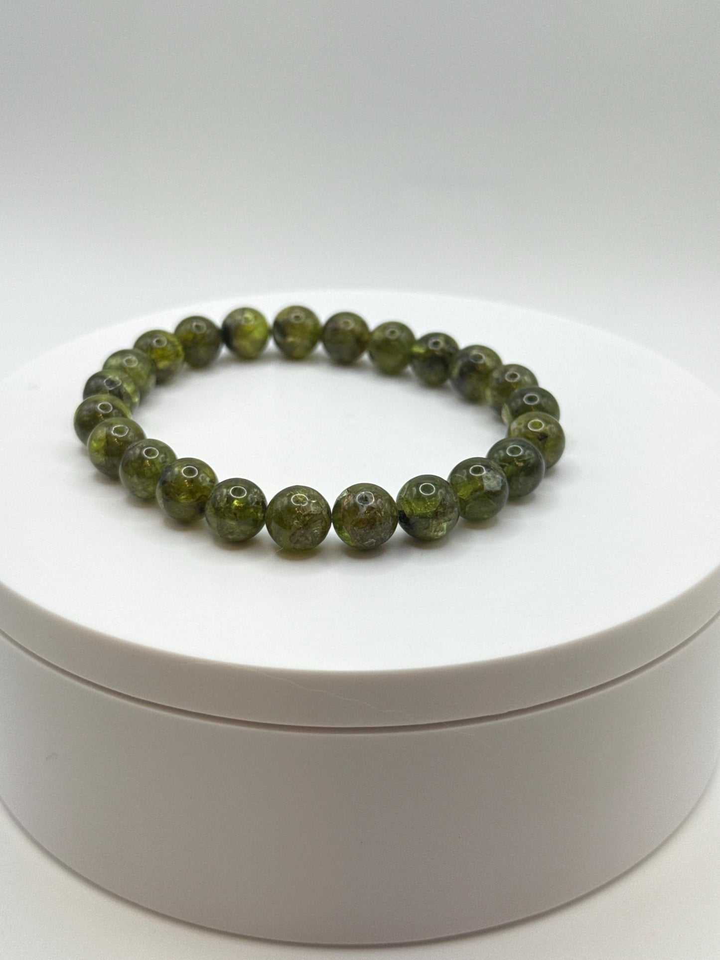 Natural Peridot Beaded Stretch Bracelet | August Birthstone Jewelry