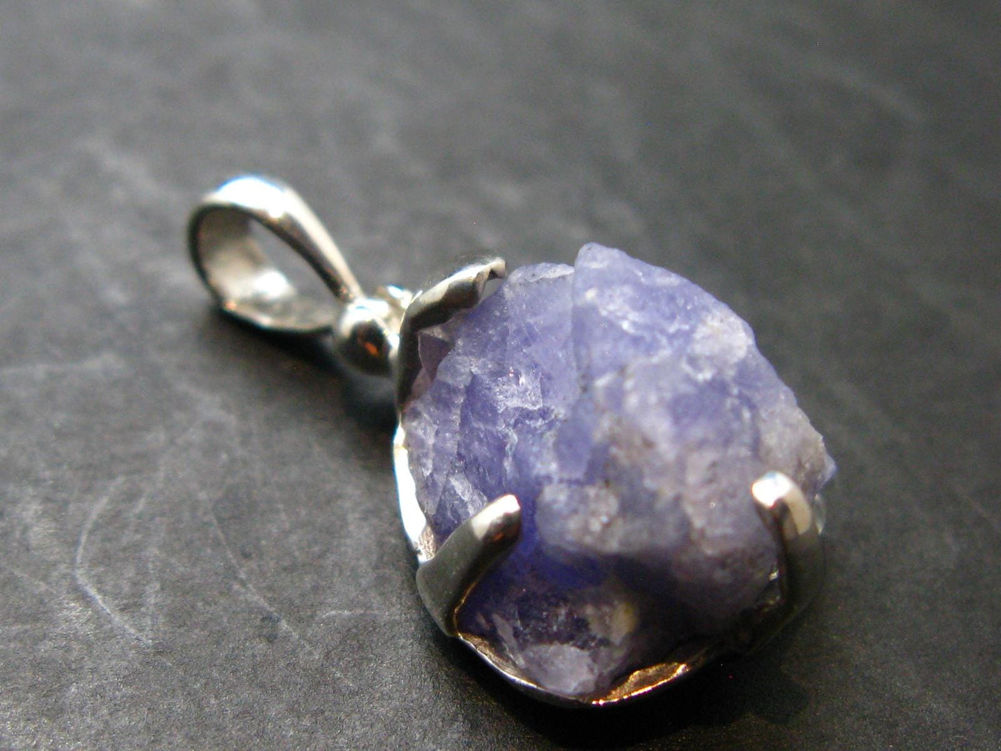 Rare Raw Hackmanite Silver Pendant from Afghanistan - 1.0" - 3.63 Grams