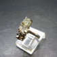 Moldavite Tektite, Meteorite and Herkimer Diamond Silver Ring - Size 5 - 2.45 Grams