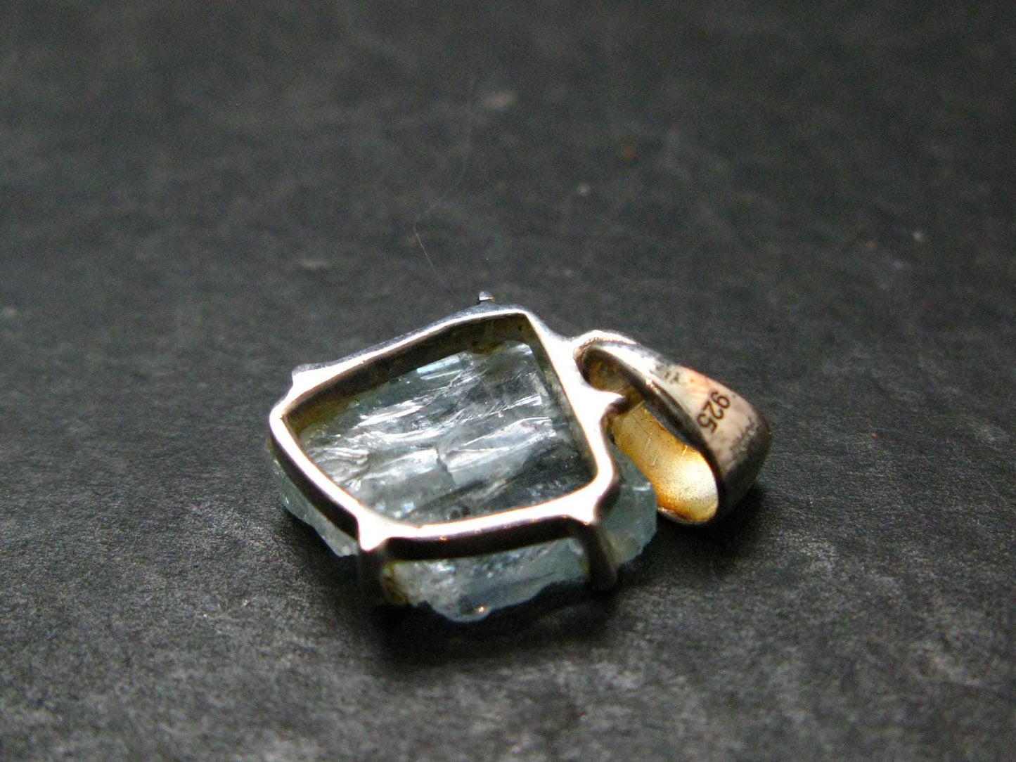 Fantastic Gemmy Aquamarine Crystal Silver Pendant From Brazil - 0.9" - 1.68 Grams