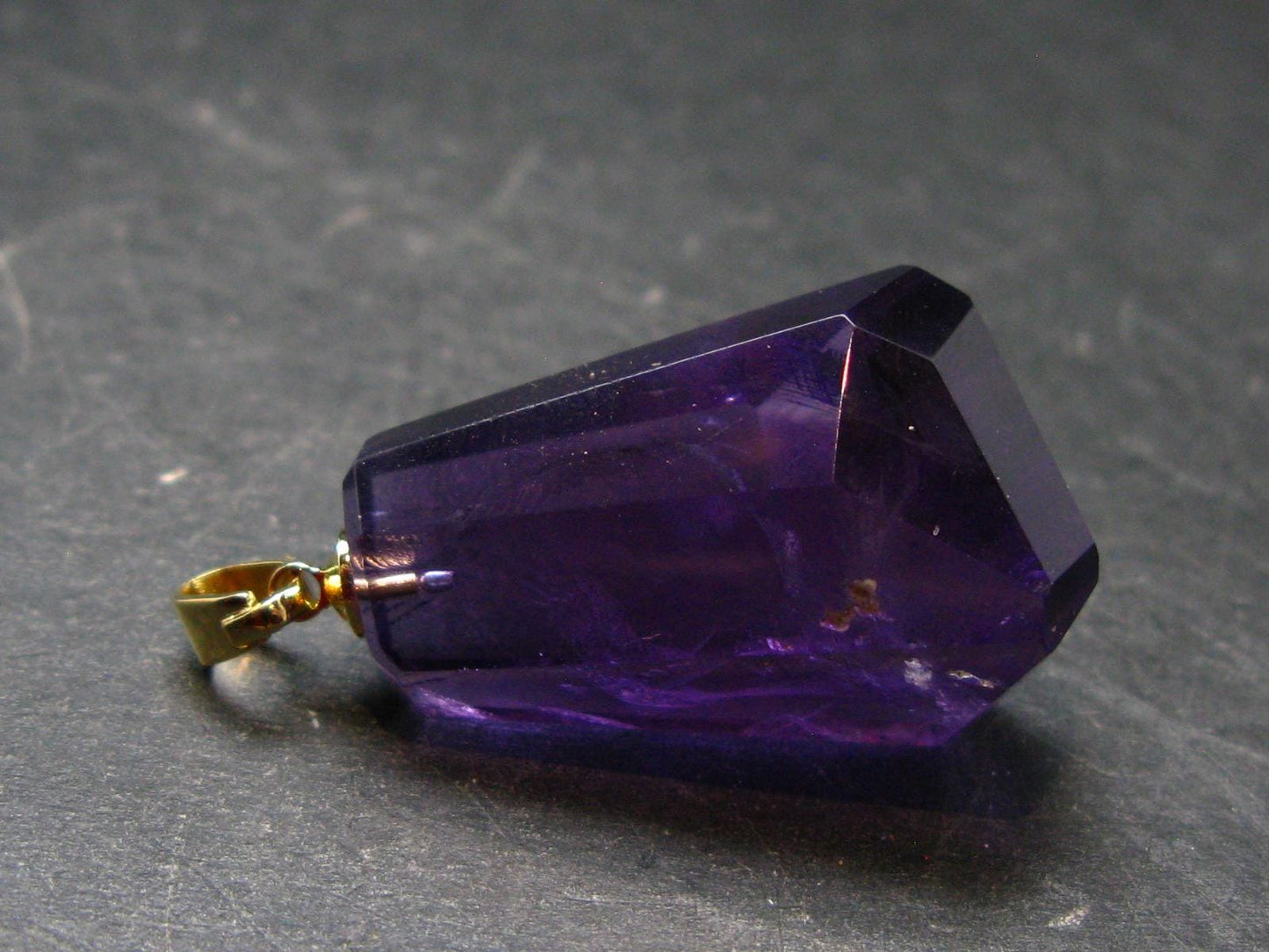Amethyst Sterling Silver Gold Plated Pendant From Brazil - 1.5" - 12.11 Grams