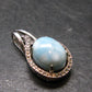 Summer’s Sea!! Rare Polished Cabochon Blue Larimar Pectolite Silver Pendant From Dominican Republic - 0.8" - 2.25 Grams