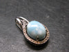 Summer’s Sea!! Rare Polished Cabochon Blue Larimar Pectolite Silver Pendant From Dominican Republic - 0.8" - 2.25 Grams