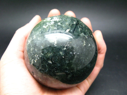 Unusual Green Prehnite Prenite & Epidote Sphere from Mali - 2.8"