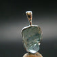 Blue Zircon Gem Crystal Silver Pendant From Cambodia - 0.7" - 1.81 Grams