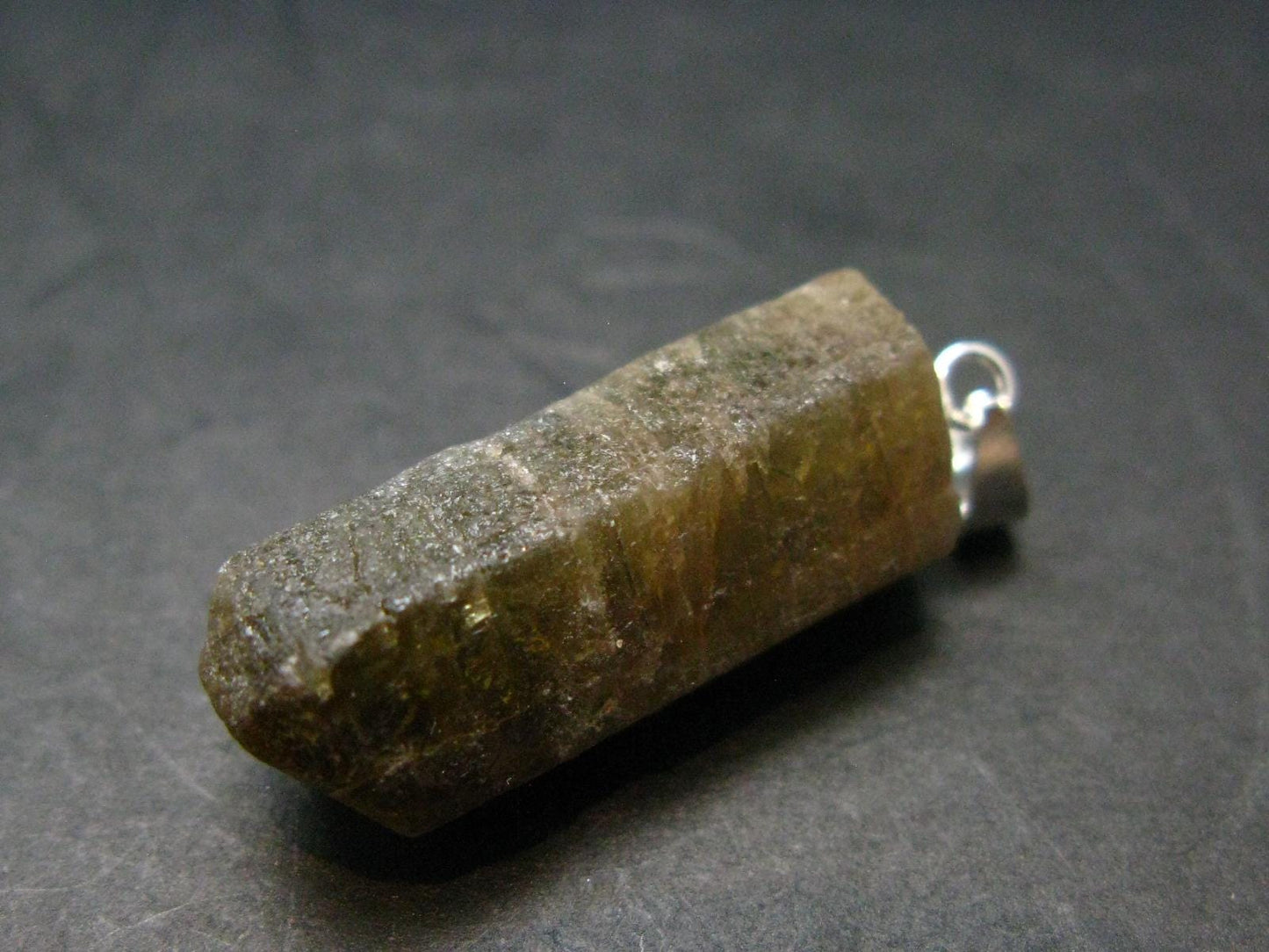 Green Apatite Crystal Silver Pendant From Portugal - 1.2" - 5.27 Grams