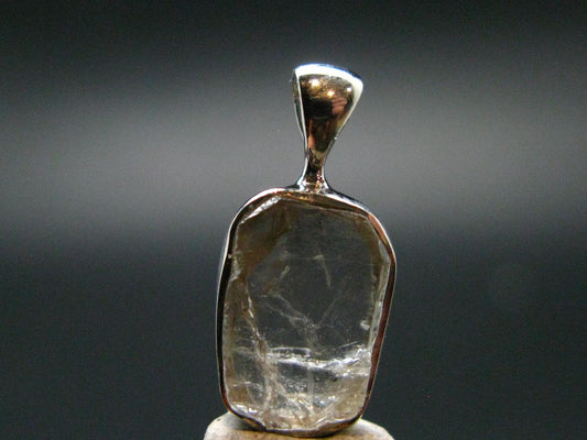 Rare Herderite Crystal Silver Pendant from Brazil - 0.7" - 1.32 Grams