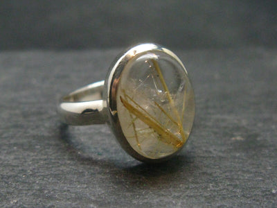 Fine Rutilated Quartz Silver Ring from Brazil - 6.12 Grams - Size 10