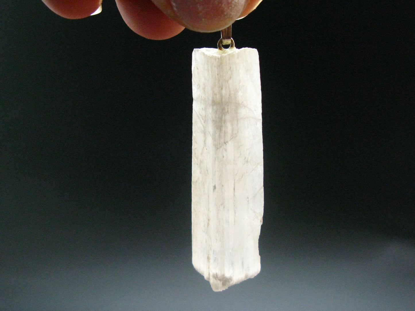 Scolecite Silver Pendant From India - 2.1"