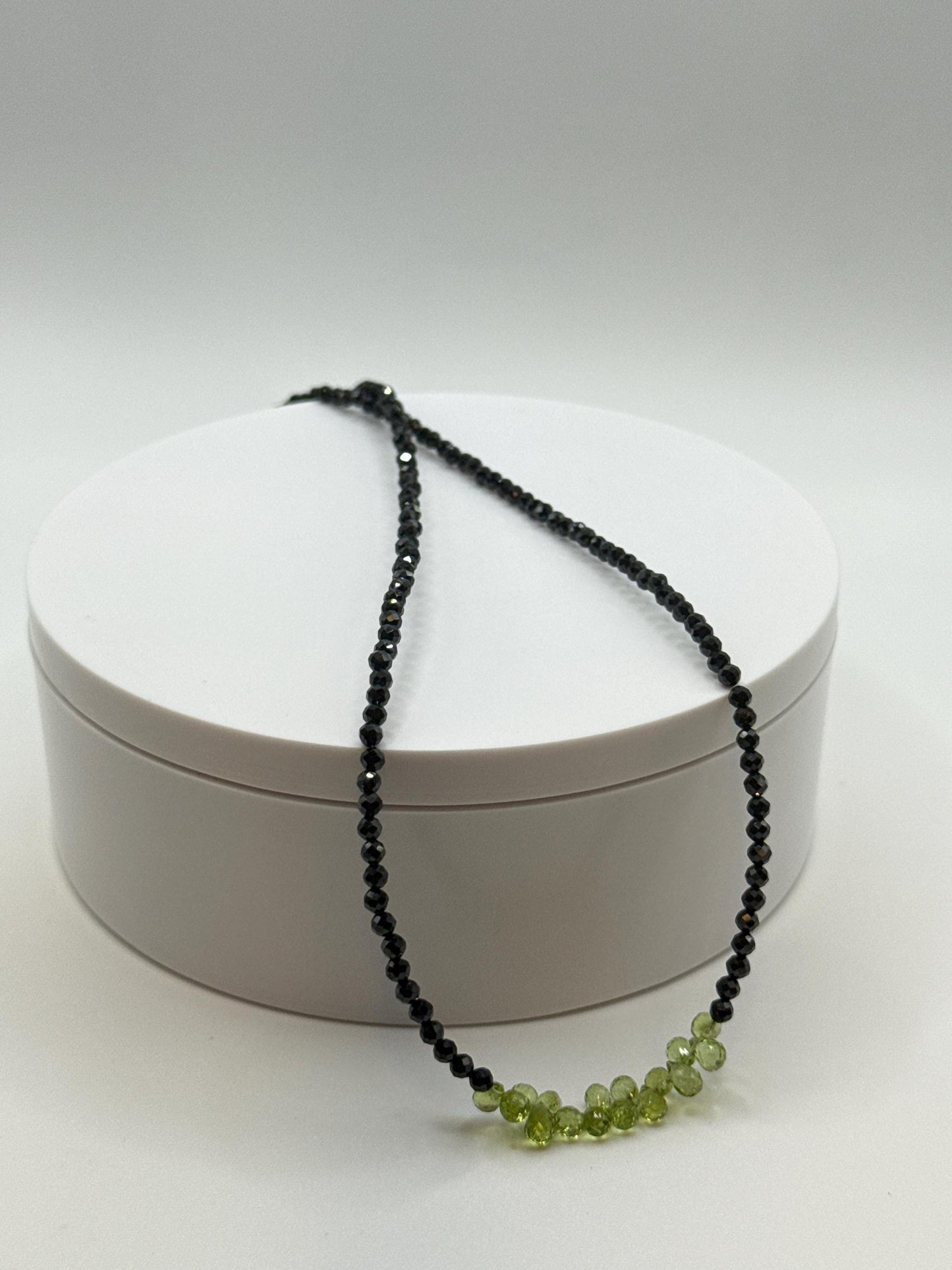 Peridot and Black Spinel Necklace | August Birthstone Jewelry